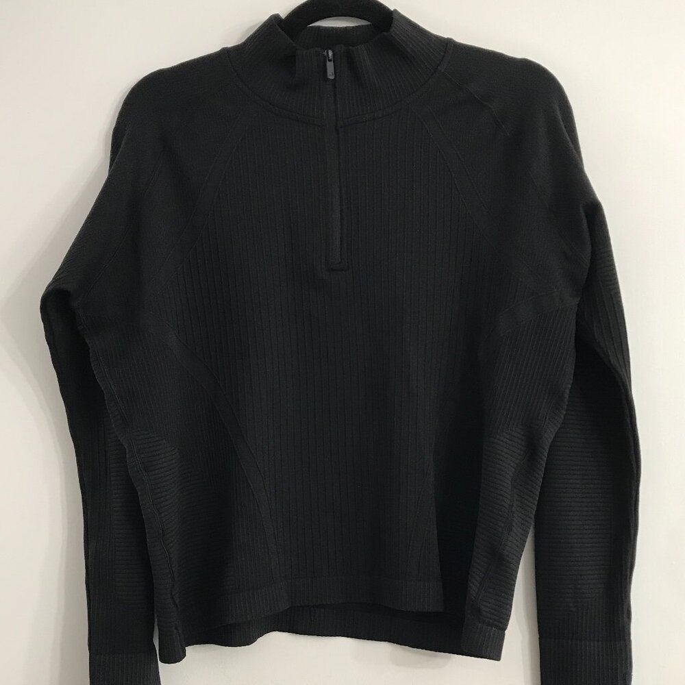 Calia Women's Relaxed Seamless 1/4 Zip in Pure Black NWT - Picture 2 of 13